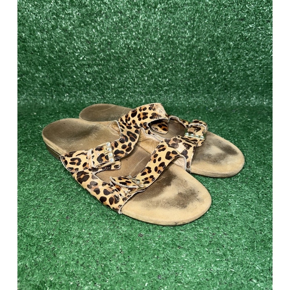 Vionic Sandals Womens Size 9.5 Leopard Print Slides Flip Flops Beach Orthopedic‎